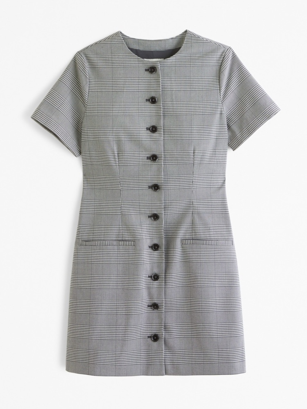 Abercrombie & Fitch Gray Plaid Button-Front Mini Dress